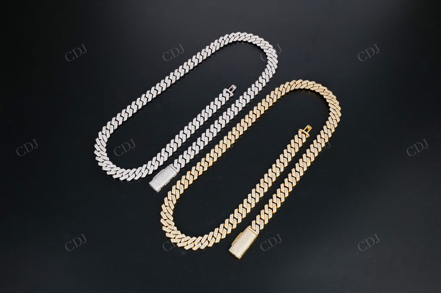 10mm Two Row Square Sterling Silver Moissanite Chain
