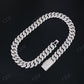 20mm 3 Row Round Sterling Silver Moissanite Cuban Chain