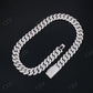 20mm 3 Row Round Sterling Silver Moissanite Cuban Chain