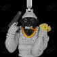 2.3" Sterling Silver Moissanite Gorilla Pendant
