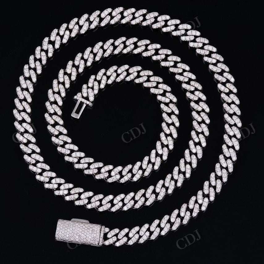 6mm Round Cut Sterling Silver Cuban Moissanite Chain