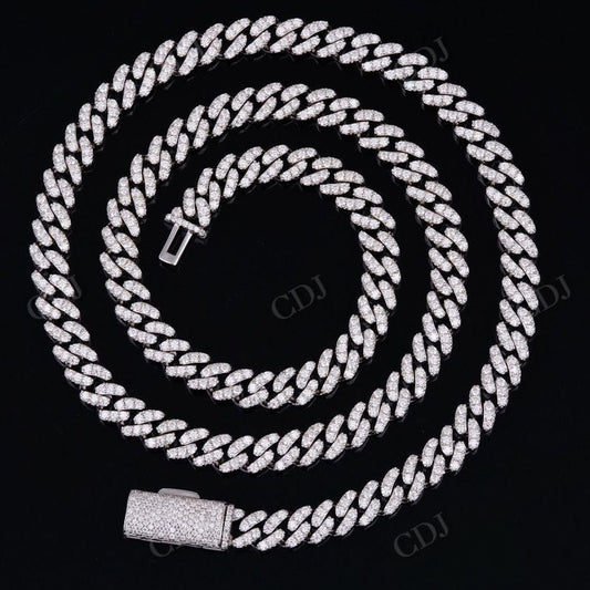 6mm Round Cut Sterling Silver Cuban Moissanite Chain