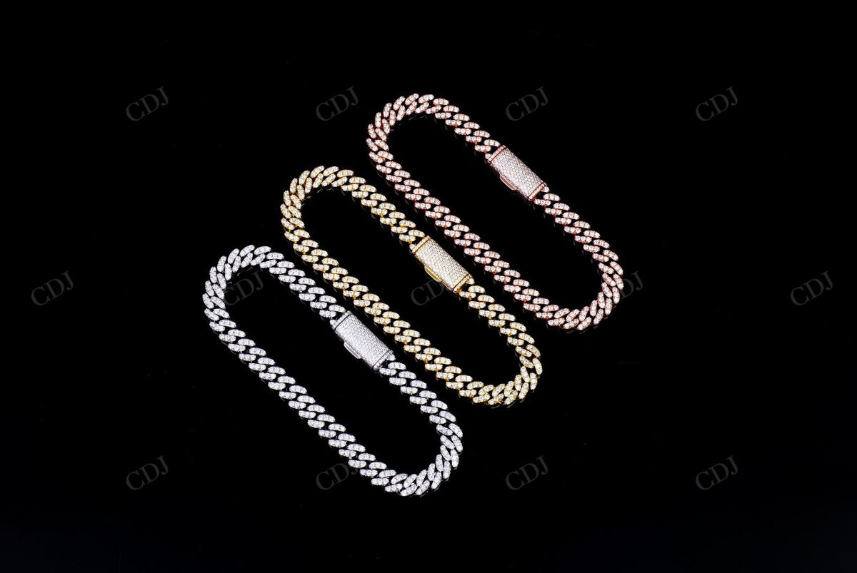 6mm Round Cut Sterling Silver Cuban Moissanite Chain