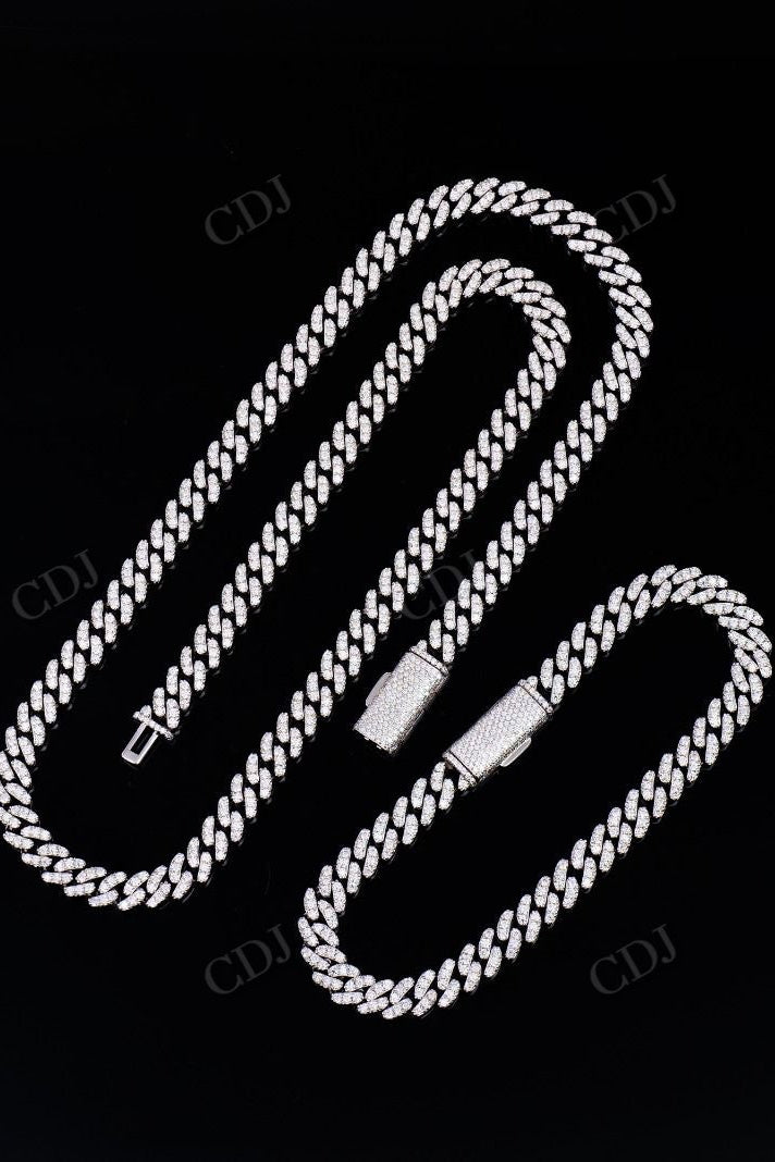 6mm Round Cut Sterling Silver Cuban Moissanite Chain
