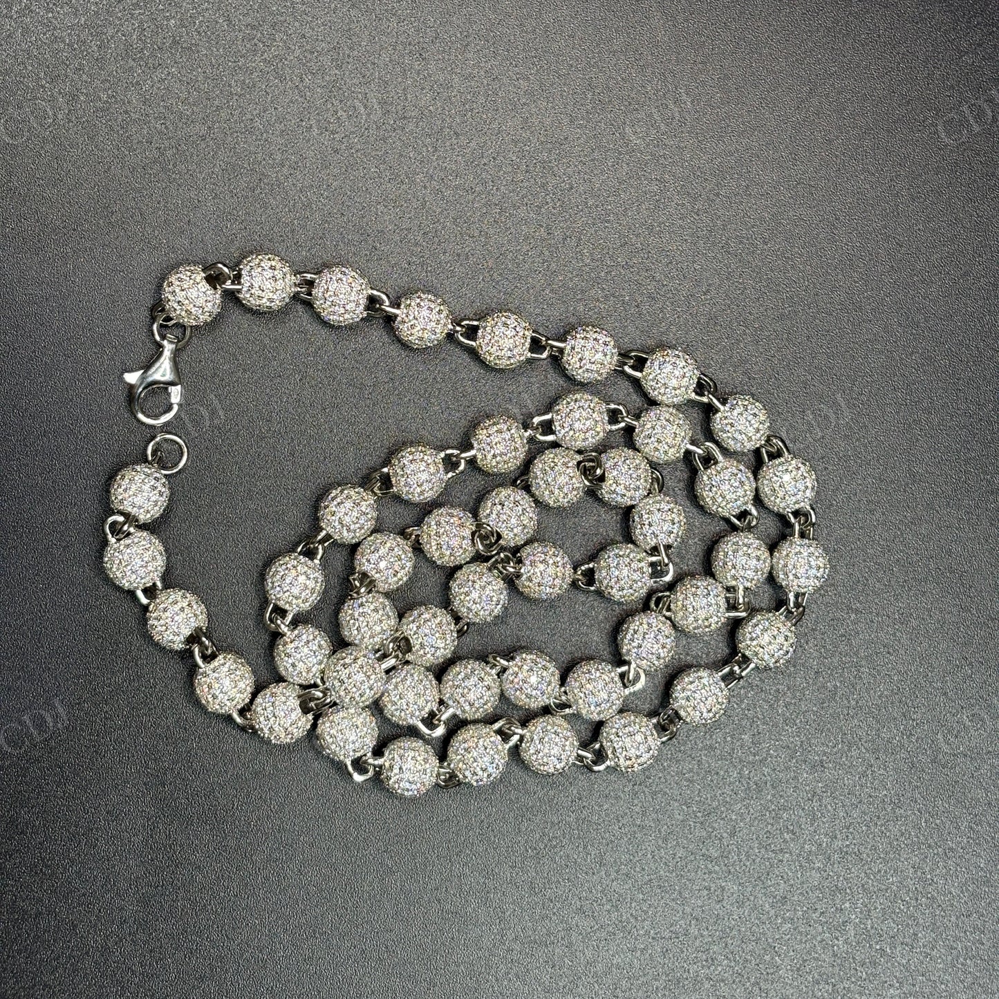 8mm 925 Sterling Silver Moissanite Ball Chain