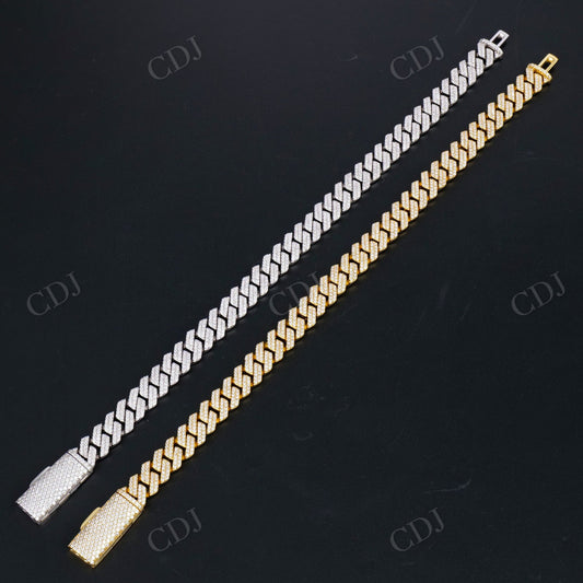8mm Square 925 Sterling Silver Cuban Moissanite Chain