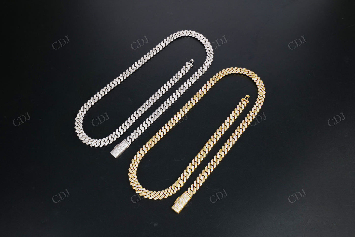 8mm Square 925 Sterling Silver Cuban Moissanite Chain