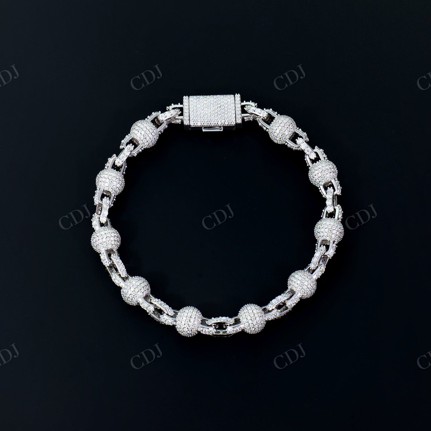 8mm Fully Iced Out 925 Silver Moissanite Ball Chain