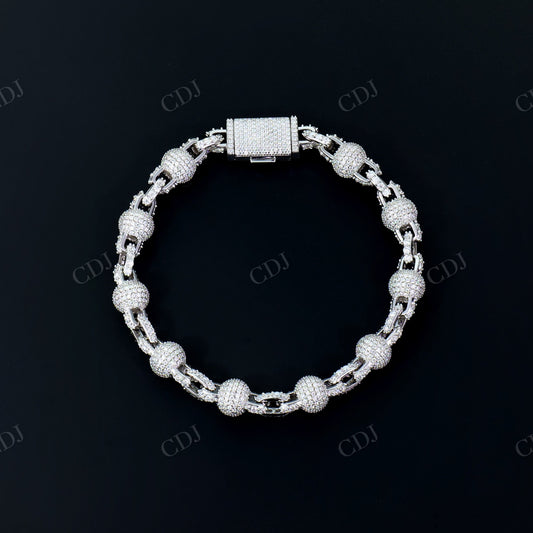 8mm Fully Iced Out 925 Silver Moissanite Ball Chain
