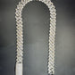 18mm Round and baguette Moissanite Sterling Silver Cuban Chain