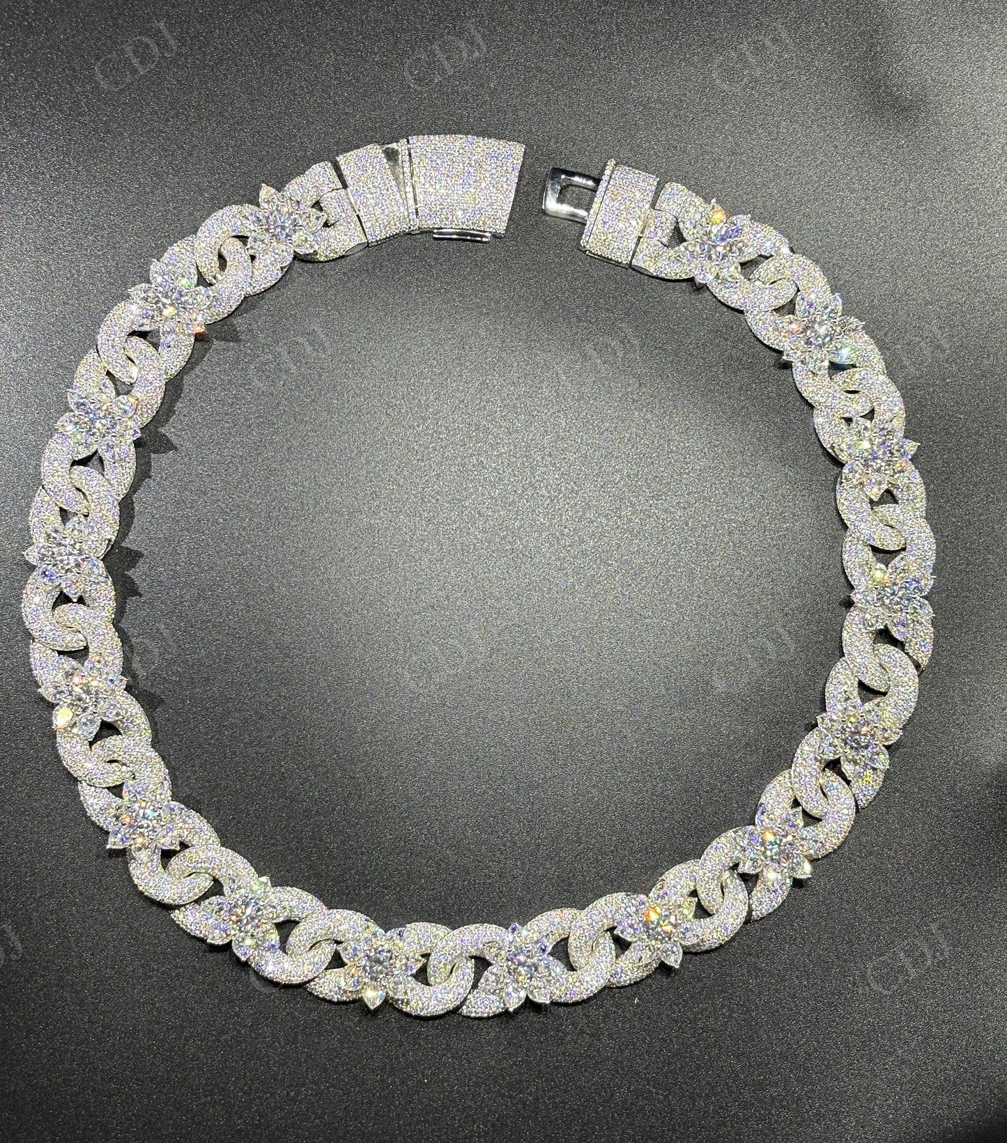 Sterling Silver Moissanite 20mm Flower chain