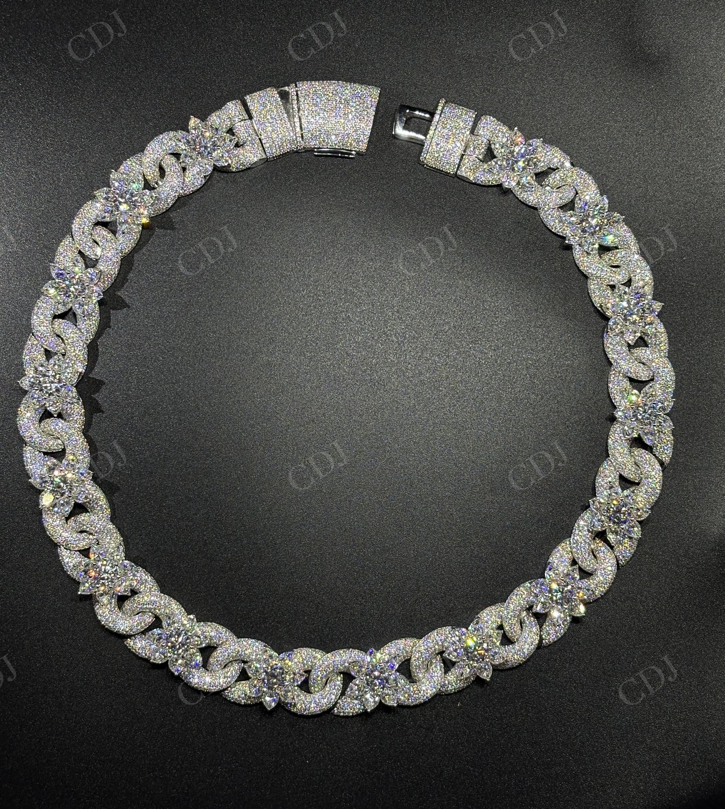 Sterling Silver Moissanite 20mm Flower chain