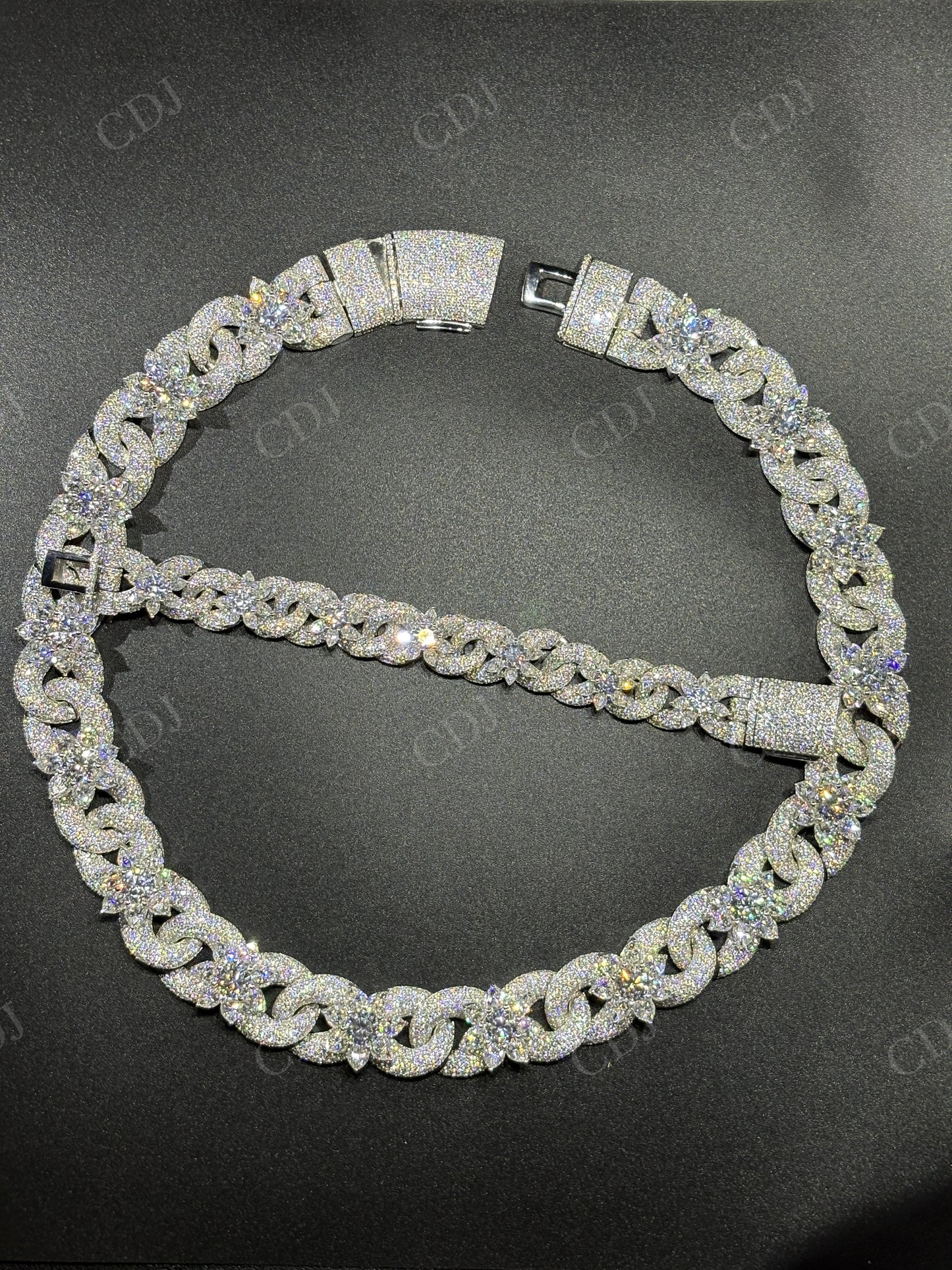 Sterling Silver Moissanite 20mm Flower chain