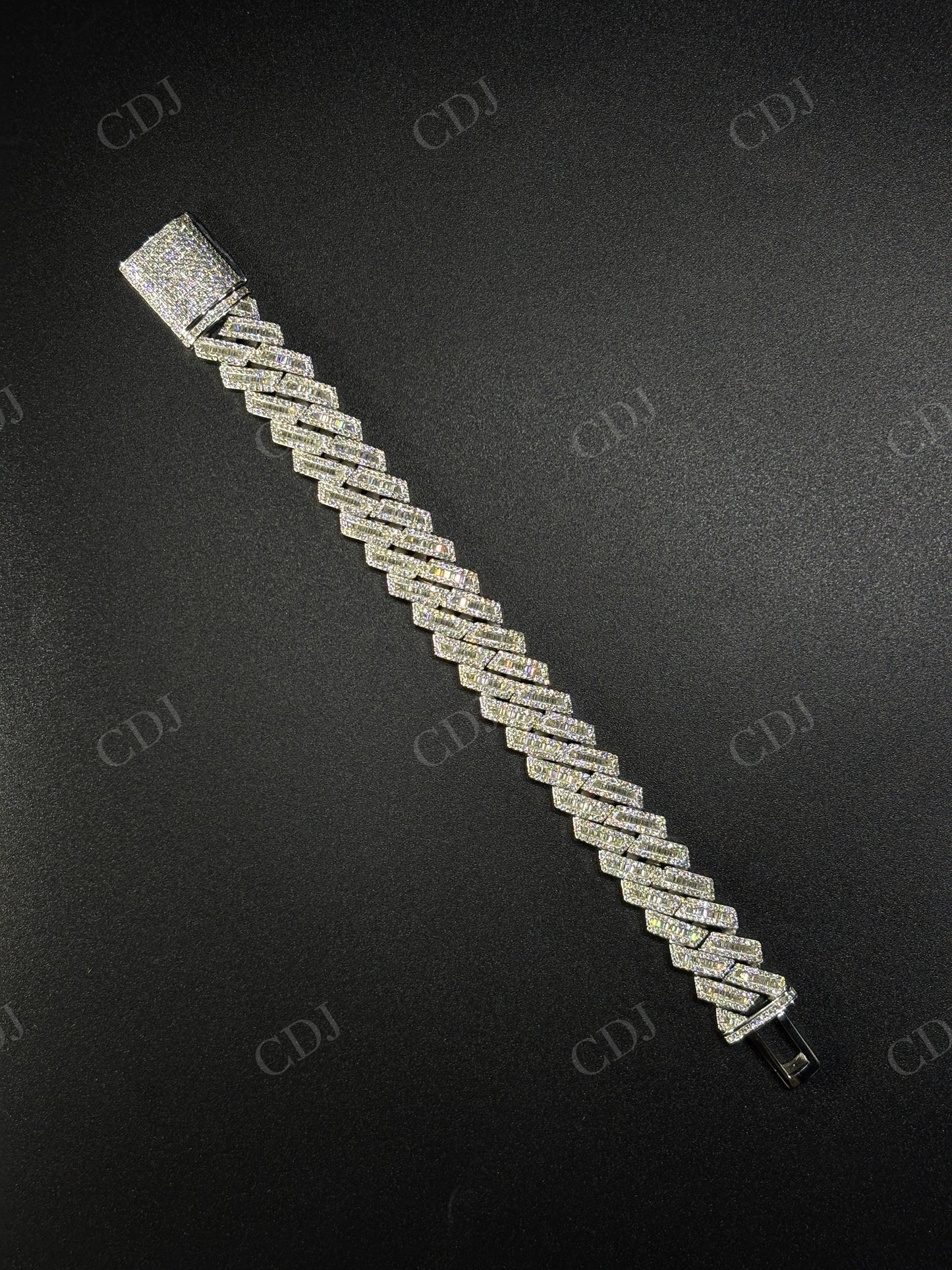 16mm SQ Middle Baguette Moissanite Sterling Silver Chain