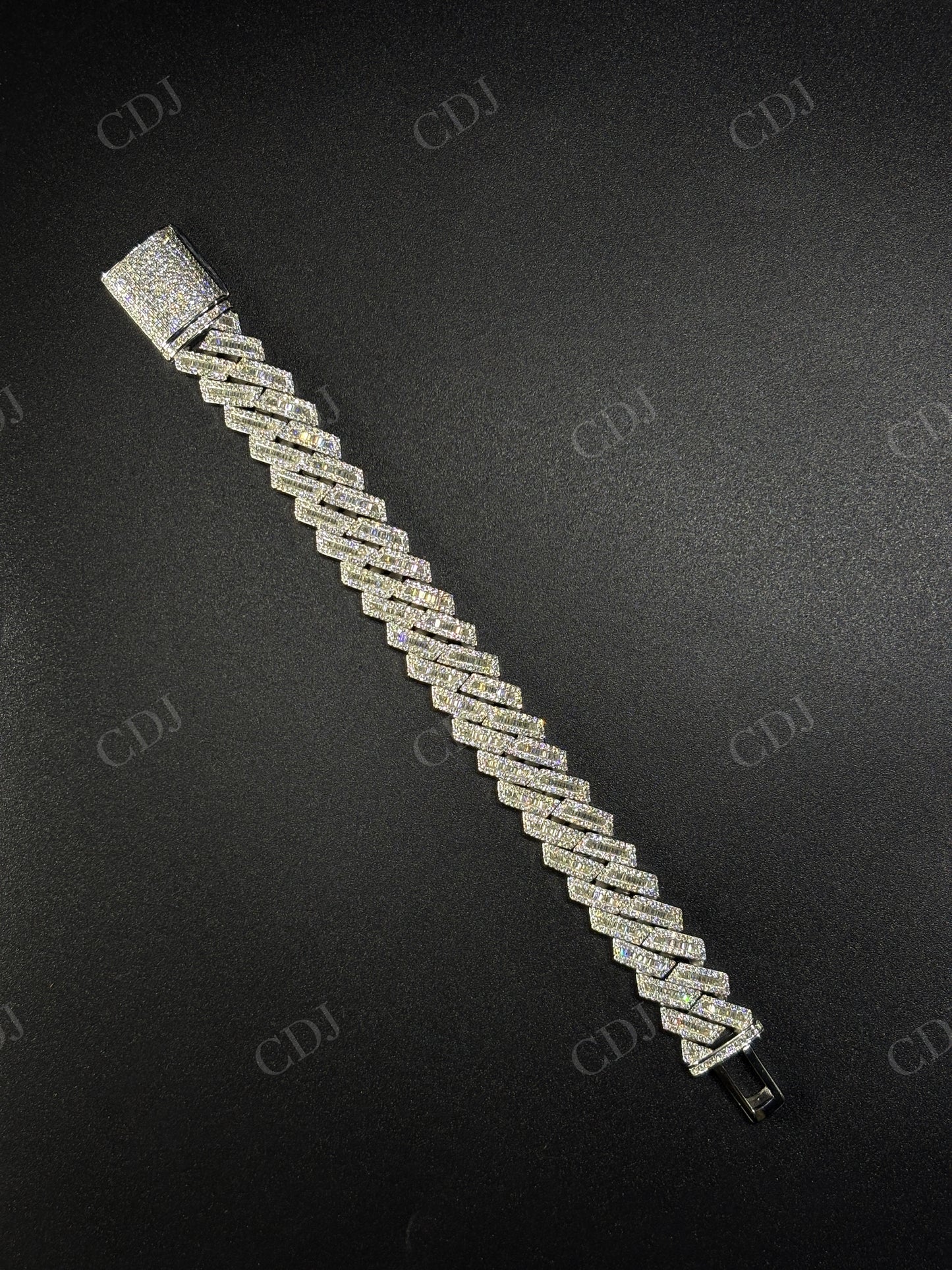 16mm SQ Middle Baguette Moissanite Sterling Silver Chain