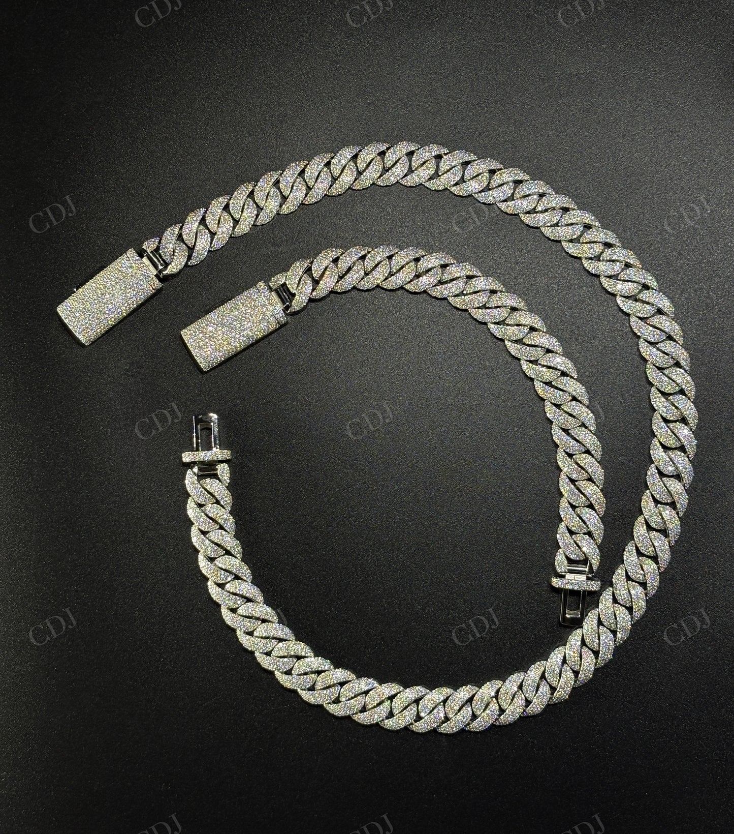 14mm 4 Row ARC 925 Sterling Silver Moissanite Chain