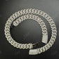 18mm Mosaic Setting Moissanite Sterling Silver Cuban Chain