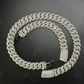 18mm Mosaic Setting Moissanite Sterling Silver Cuban Chain