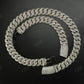 18mm Mosaic Setting Moissanite Sterling Silver Cuban Chain