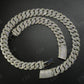 18mm Mosaic Setting Moissanite Sterling Silver Cuban Chain