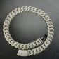 18mm Mosaic Setting Moissanite Sterling Silver Cuban Chain