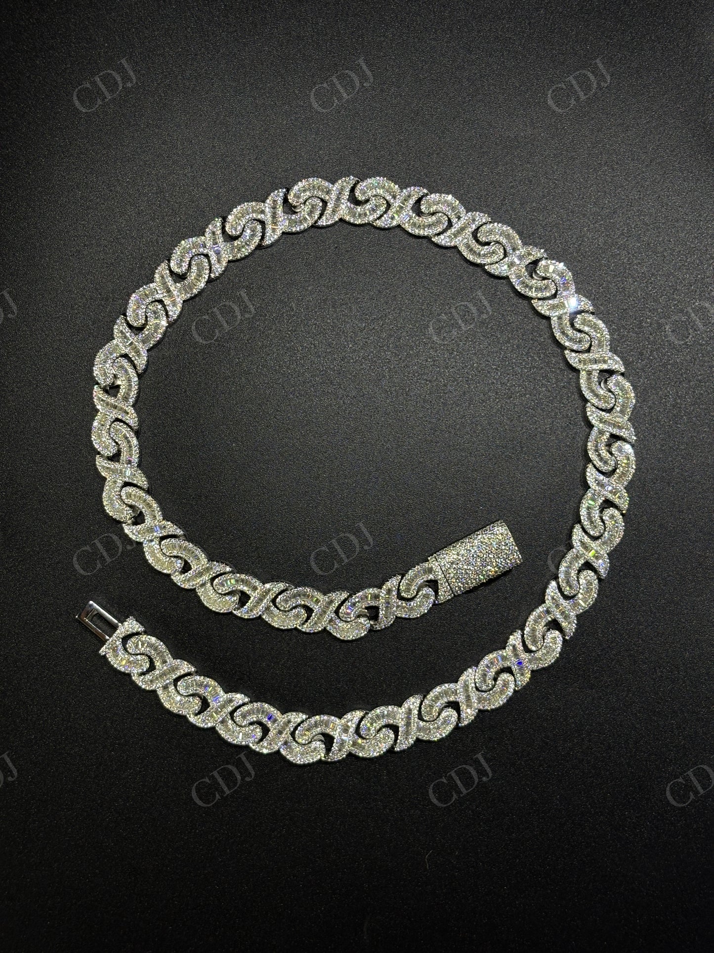 15mm Baguette Infinity Silver Moissanite Chain