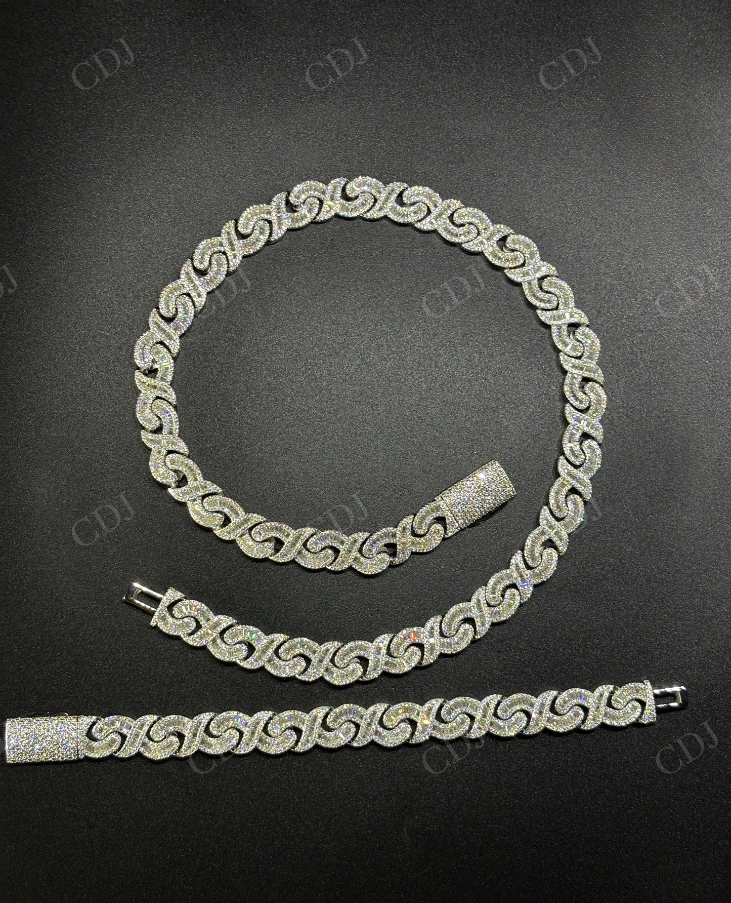 15mm Baguette Infinity Silver Moissanite Chain