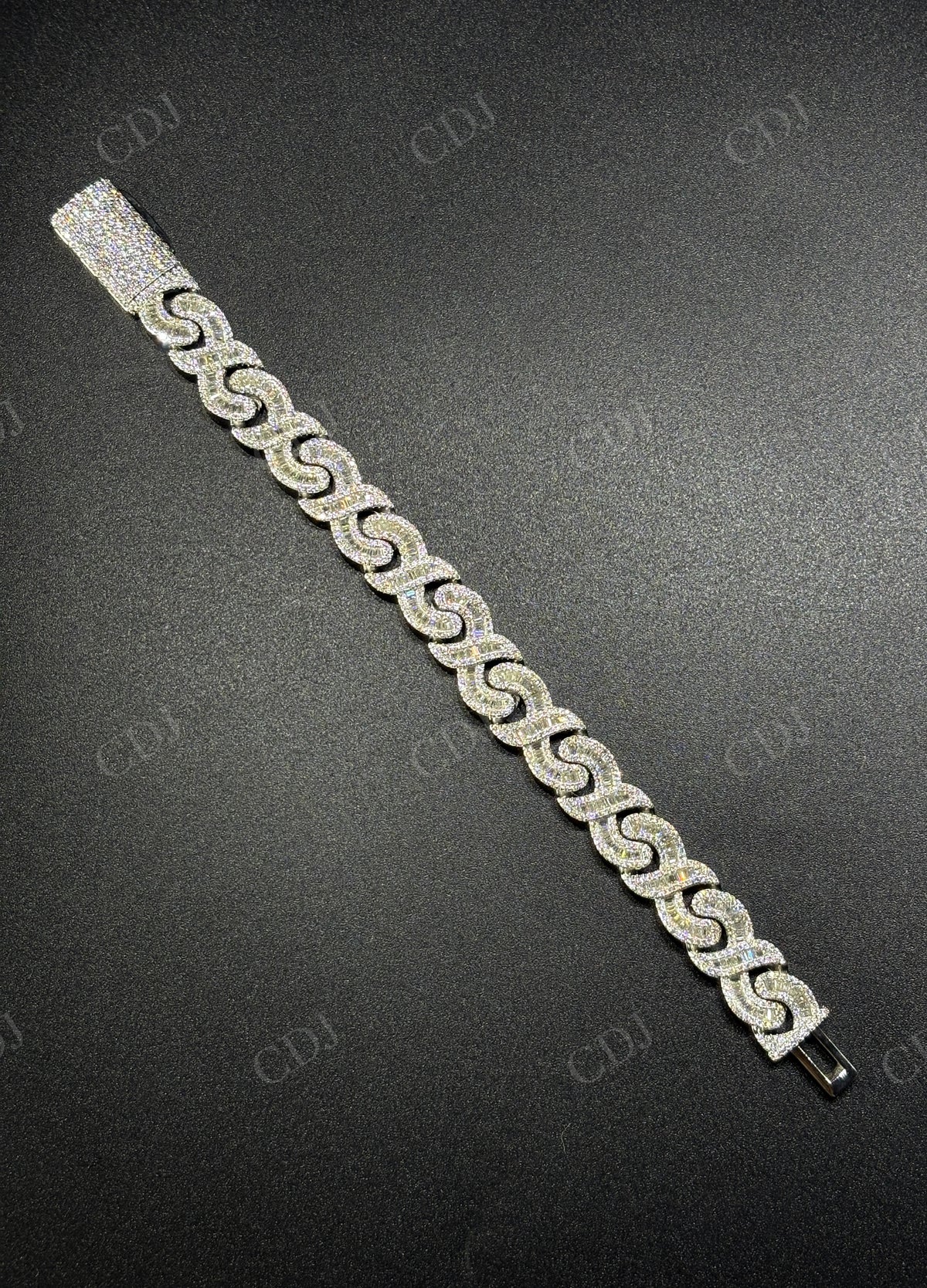15mm Baguette Infinity Silver Moissanite Chain