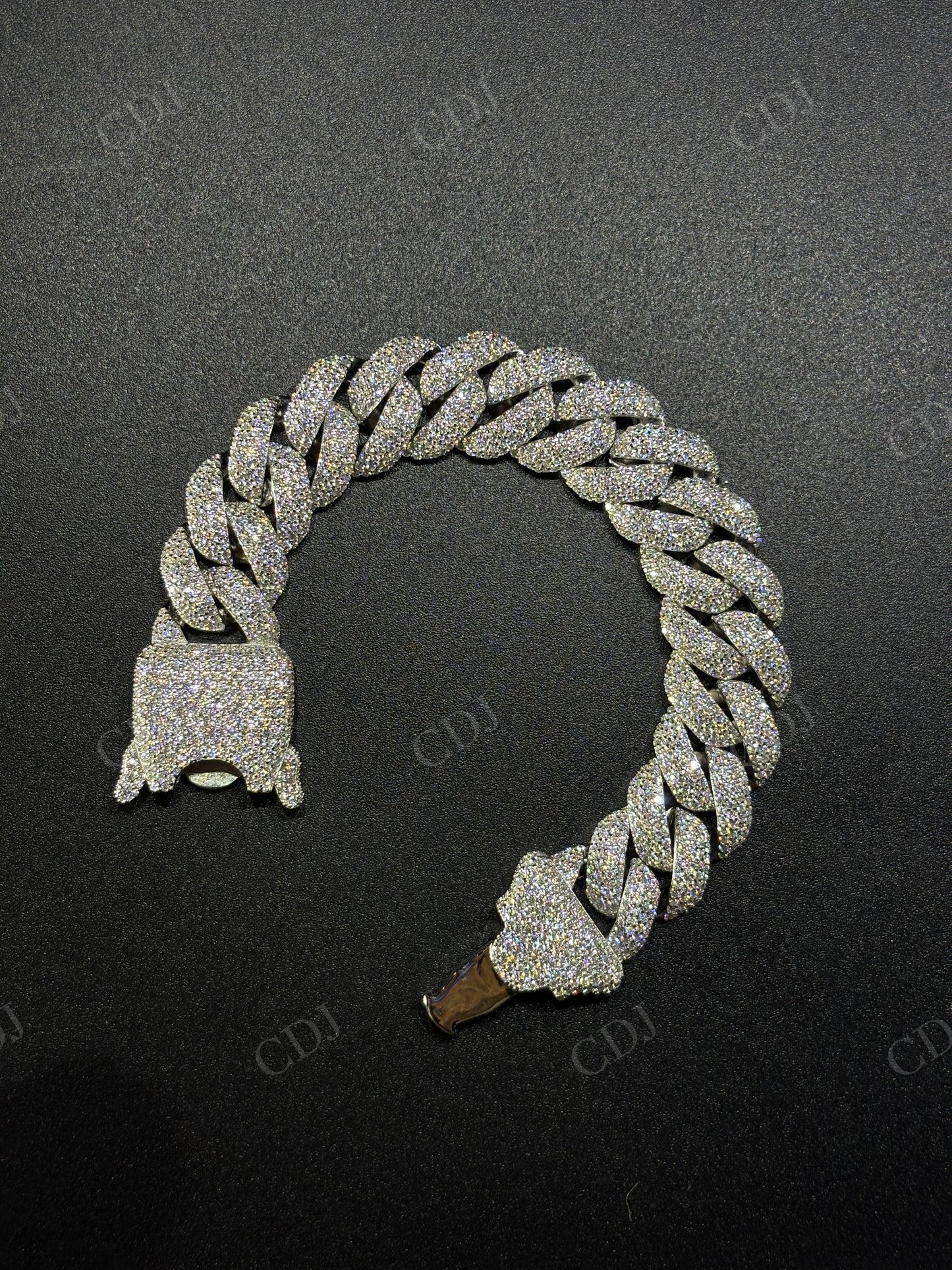 16mm Dior Lock Sterling Silver Moissanite Chain
