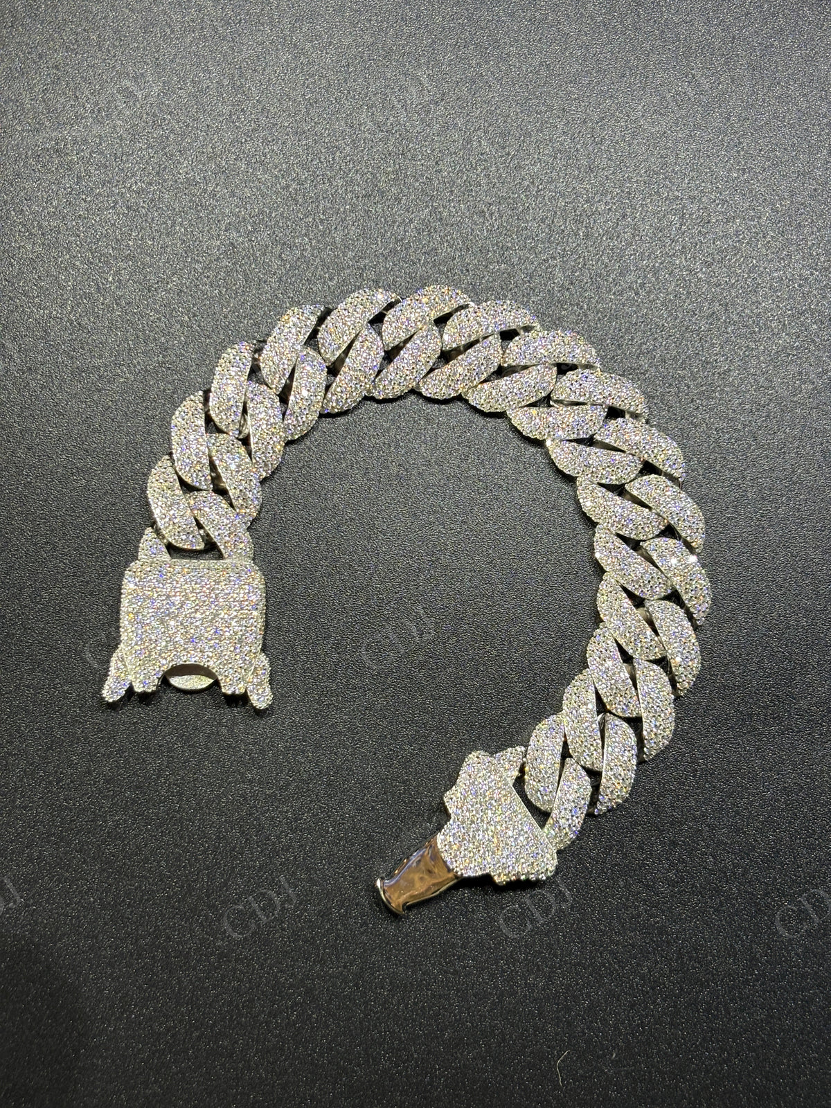 16mm Dior Lock Sterling Silver Moissanite Chain