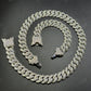 16mm Dior Lock Sterling Silver Moissanite Chain