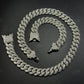 16mm Dior Lock Sterling Silver Moissanite Chain