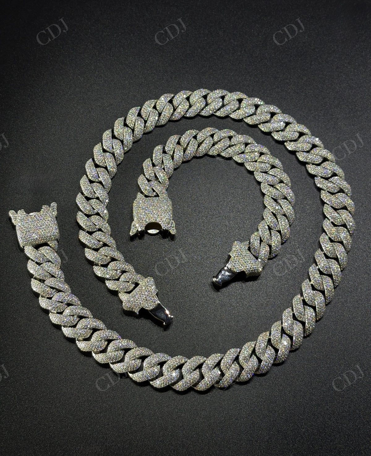 16mm Dior Lock Sterling Silver Moissanite Chain