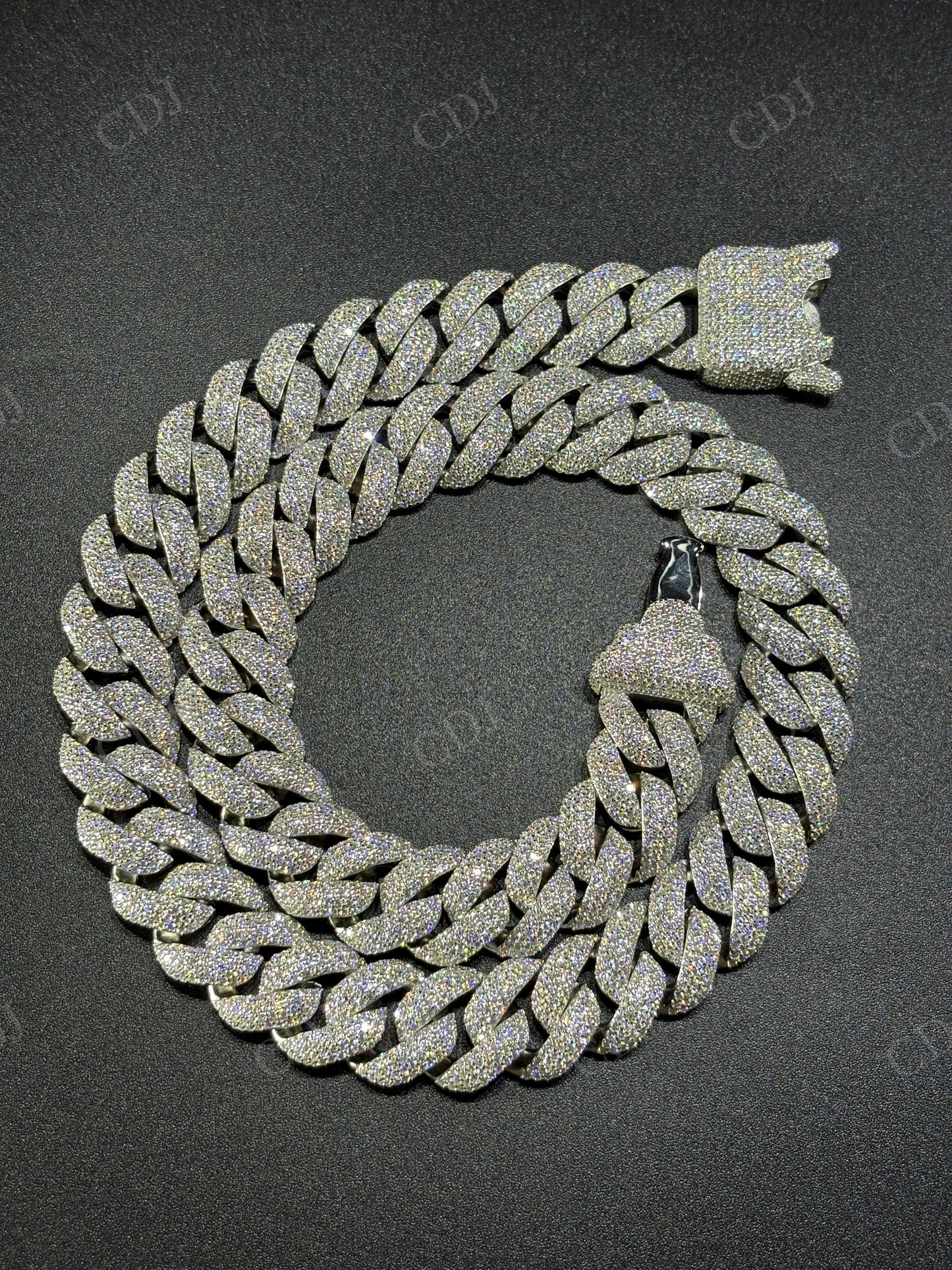 16mm Dior Lock Sterling Silver Moissanite Chain