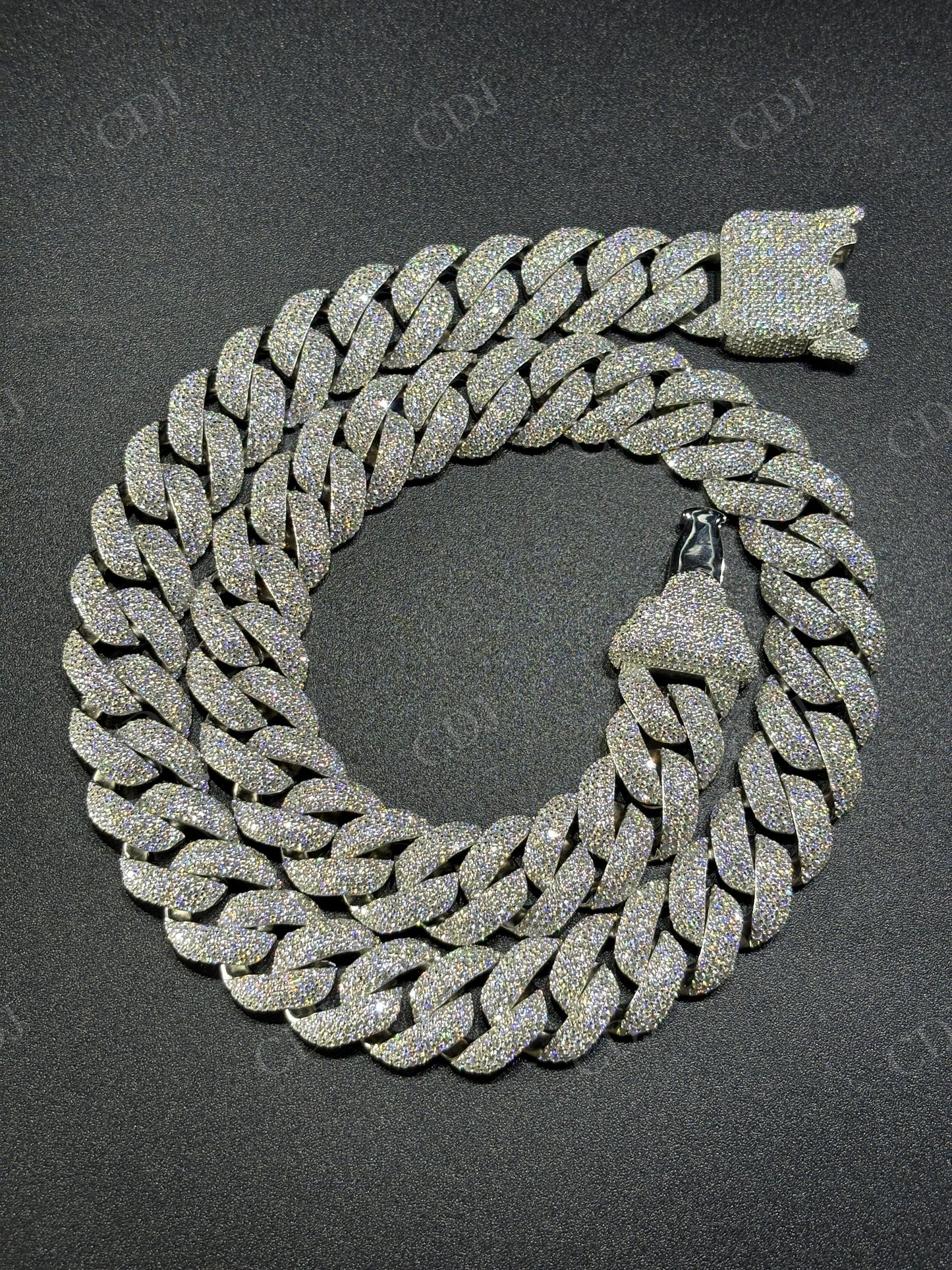 16mm Dior Lock Sterling Silver Moissanite Chain