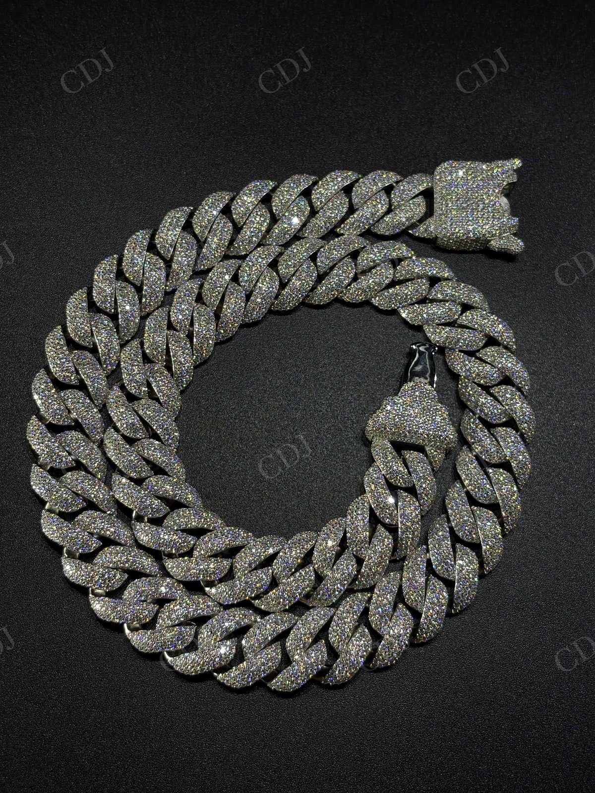 16mm Dior Lock Sterling Silver Moissanite Chain