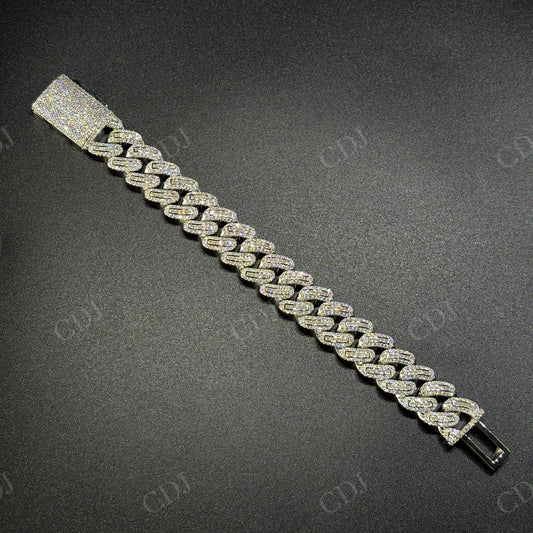 16mm Round Middle Straight Bezel Sterling Silver Moissanite Chain