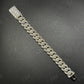 14mm Round Middle Curve Bezel Silver Moissanite Chain