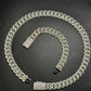14mm Round Middle Curve Bezel Silver Moissanite Chain