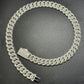 14mm Round Middle Curve Bezel Silver Moissanite Chain