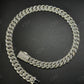 14mm Round Middle Curve Bezel Silver Moissanite Chain