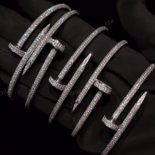 Nail Cartier Sterling Silver Moissanite Bracelet