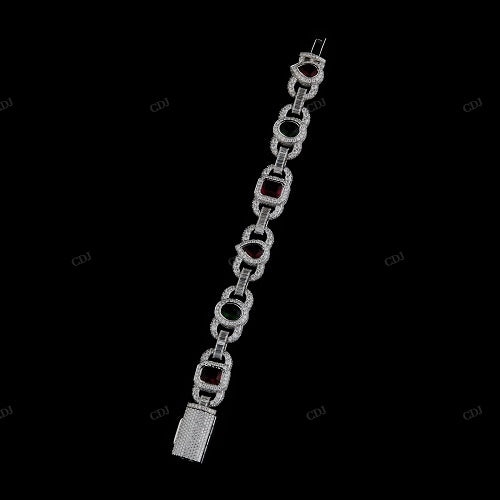Pear Oval Moissanite Sterling Silver Bracelet
