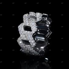 Cuban Link Moissanite Sterling Silver Ring