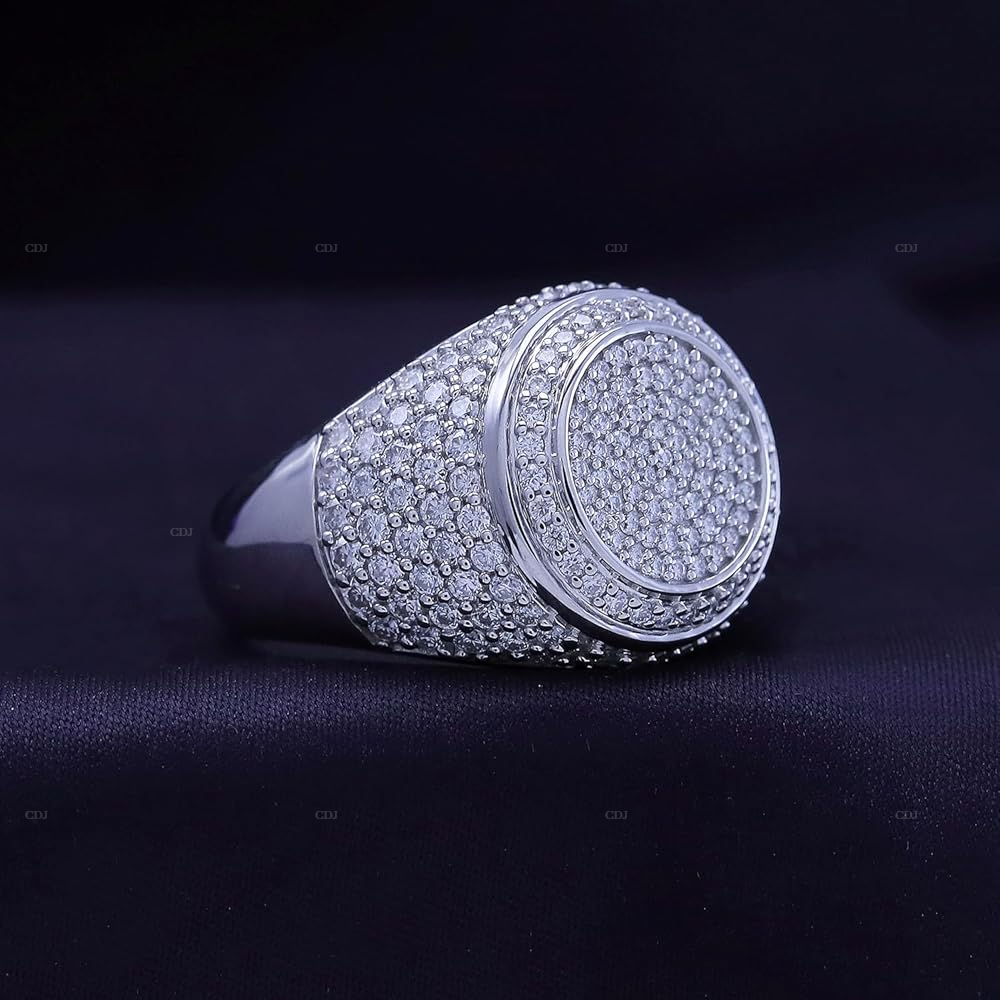 Round Shape Moissanite Sterling Silver Ring