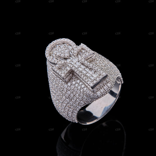 Cross Moissanite Sterling Silver Ring