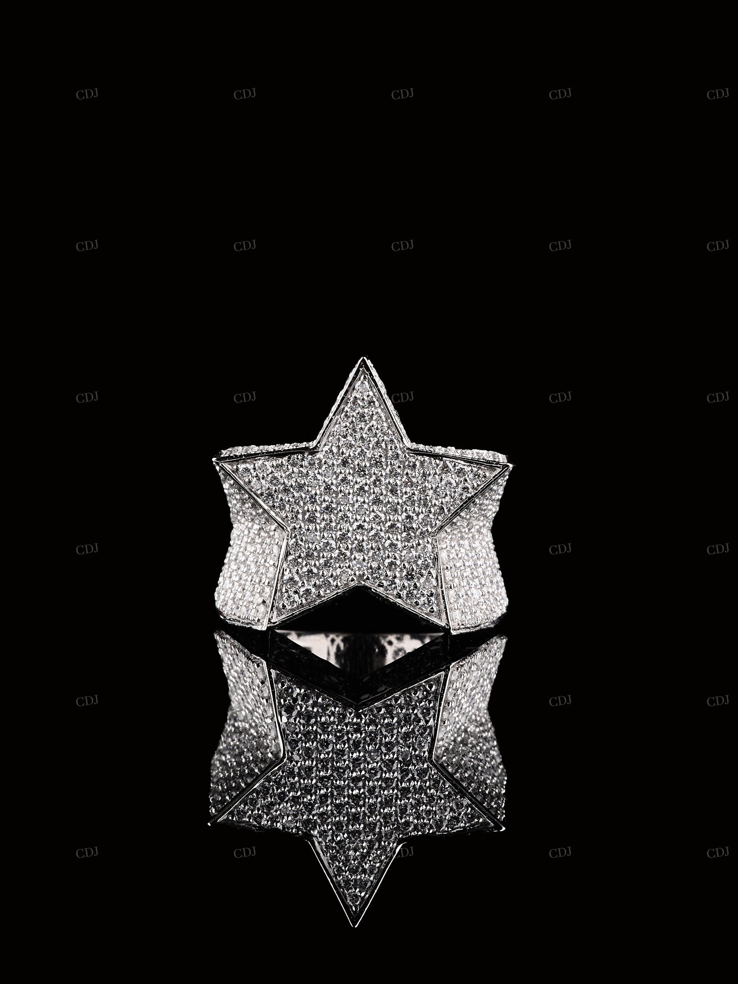 Star Shape Moissanite Sterling Silver Ring