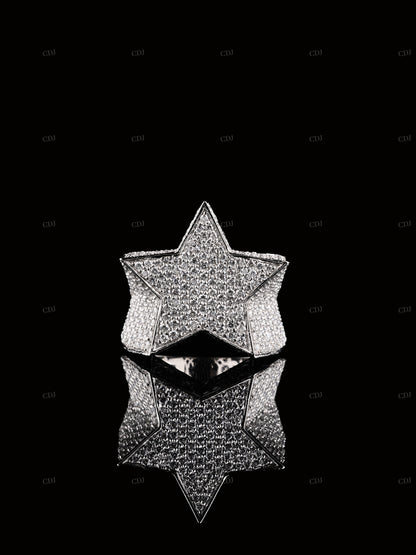 Star Shape Moissanite Sterling Silver Ring