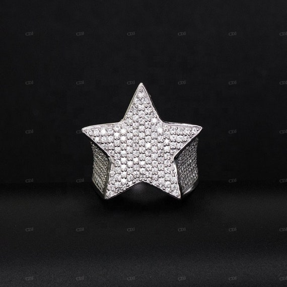 Star Shape Moissanite Sterling Silver Ring
