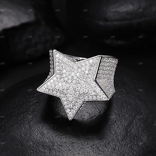 Star Shape Moissanite Sterling Silver Ring